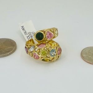 14K Yellow Gold multi gemstone semiprecious Ring,